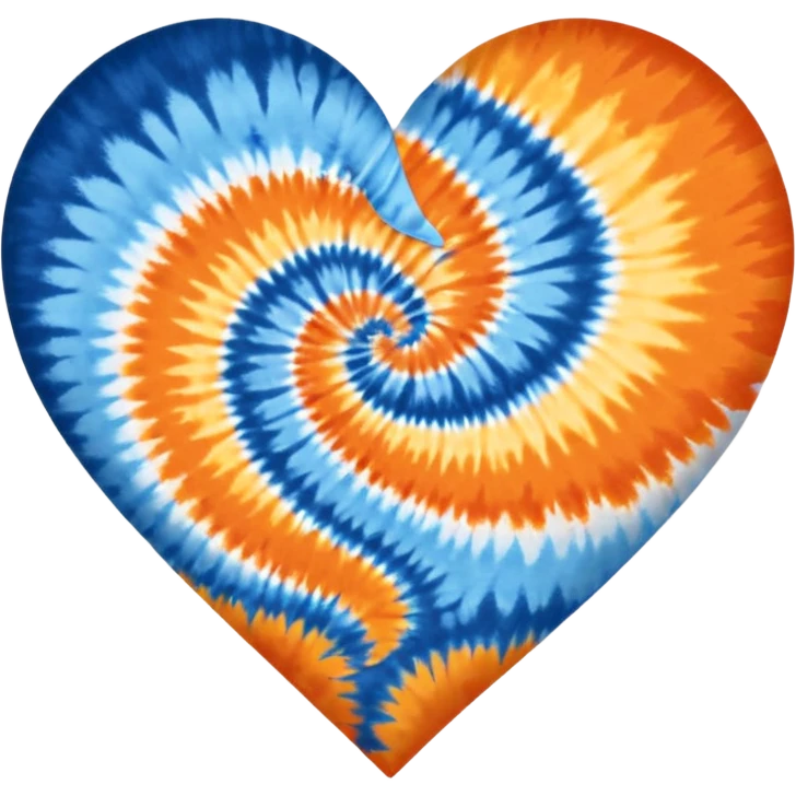 Orange and blue tie dye heart emoji