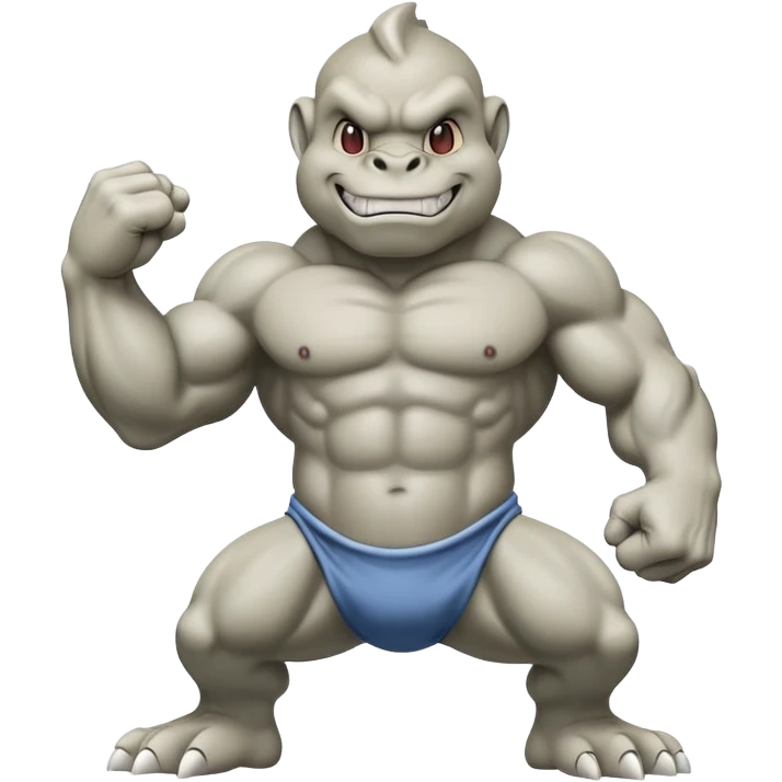 Machop with a strong pose and friendly expression, inspired by the reference image emoji