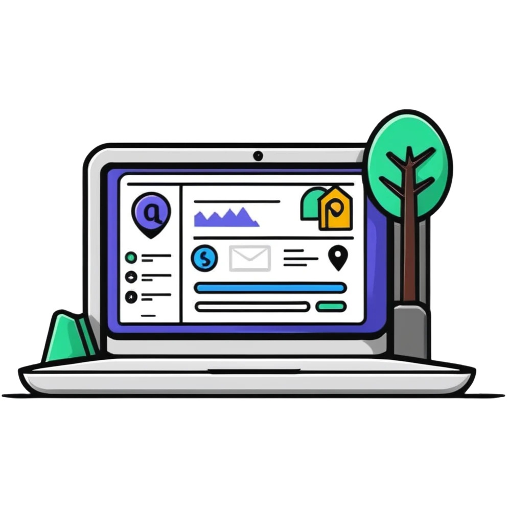 Colorful webpage with social media elements emoji