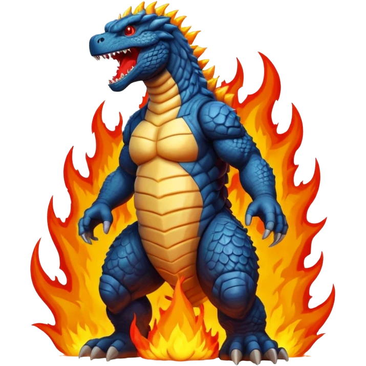 fire and building Godzilla emoji