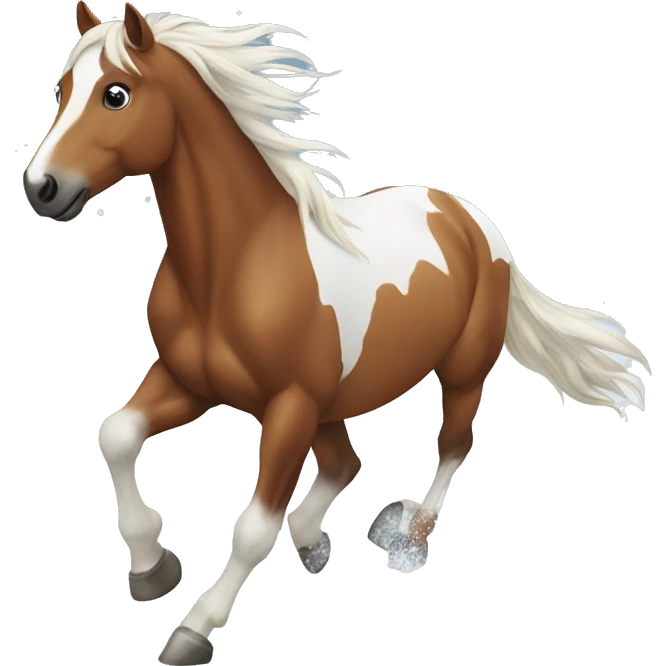 A beautiful Horse Running in the Snow  emoji