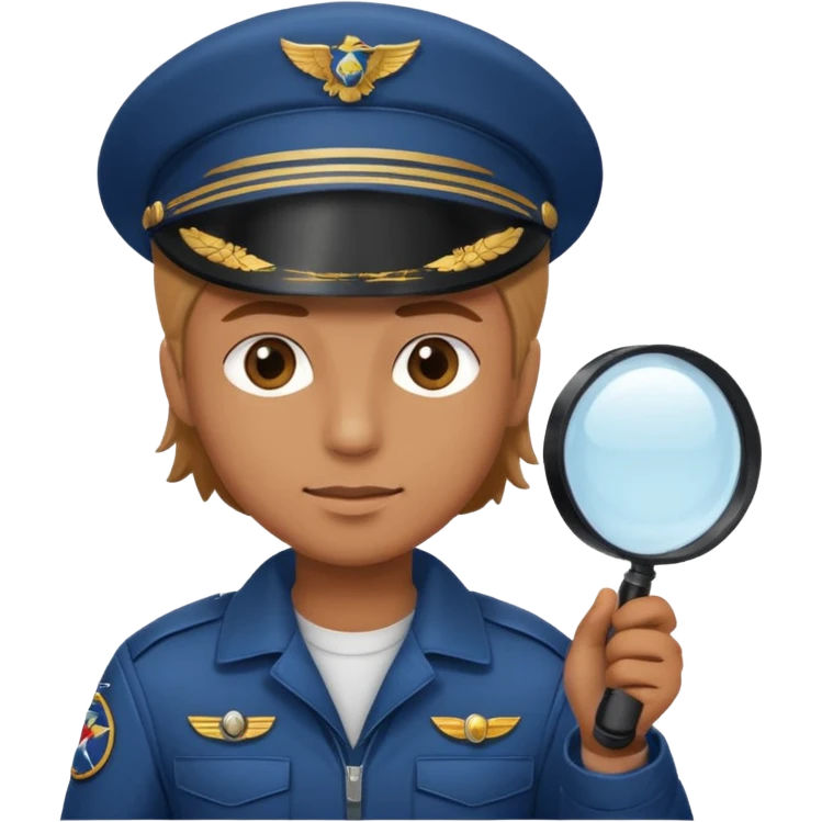 pilot holding a magnifying glass emoji
