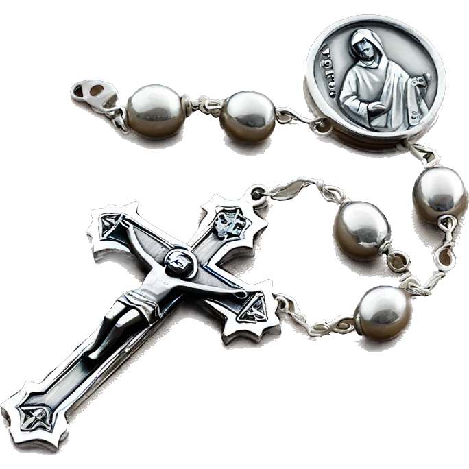 Silver catholic rosary  emoji