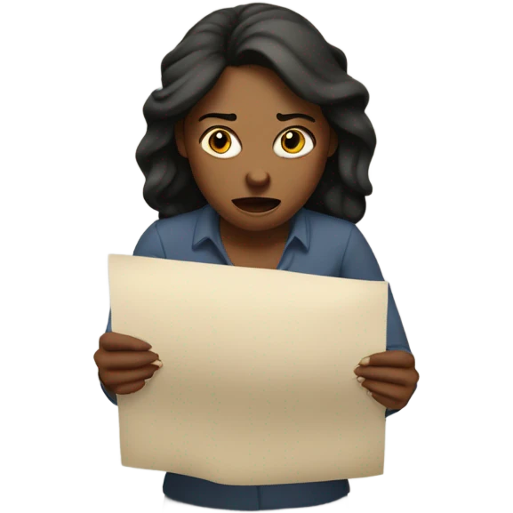 frustrated woman with a paper on hands emoji