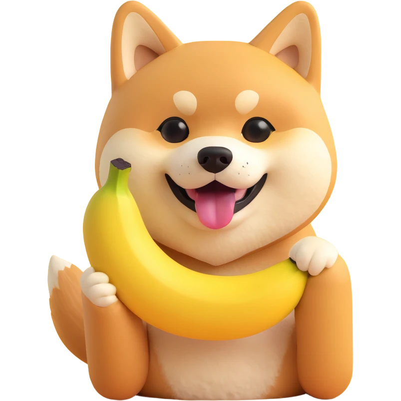 shiba inu eating banana emoji