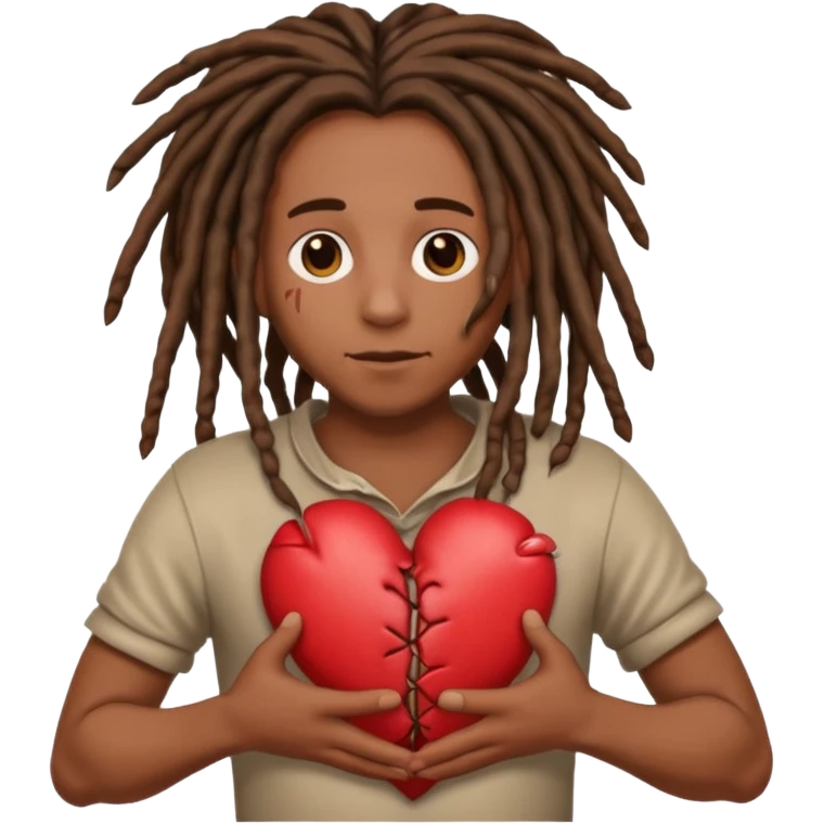 Holding heart out of chest brown skin person with dreads emoji