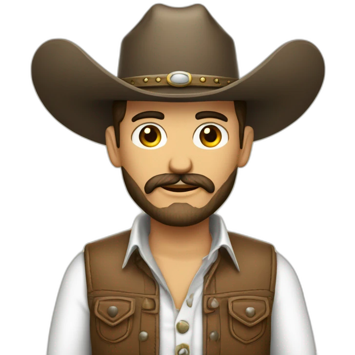 Hombre calvo con sombrero vaquero y barba tupida piel blanca emoji