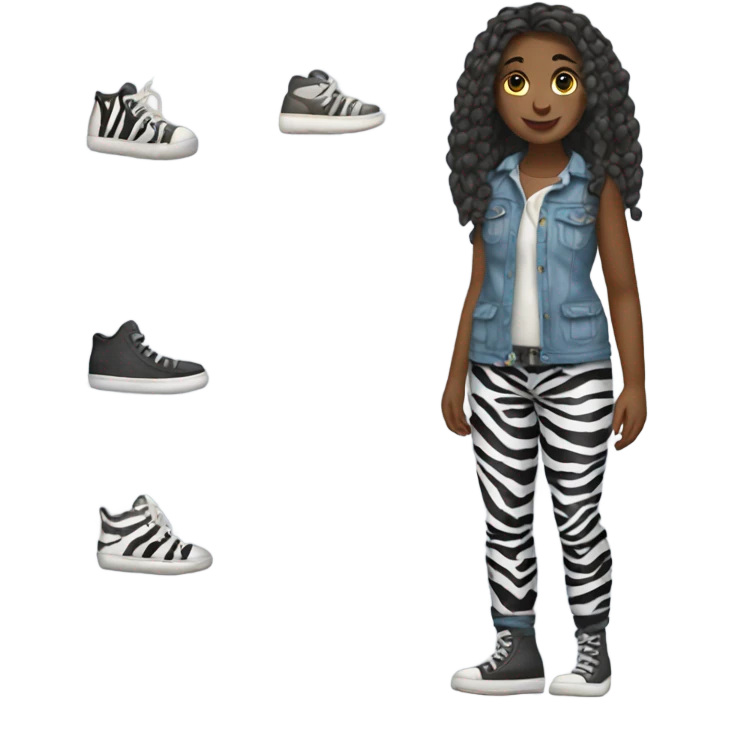 Girl wear big zebra shoes emoji