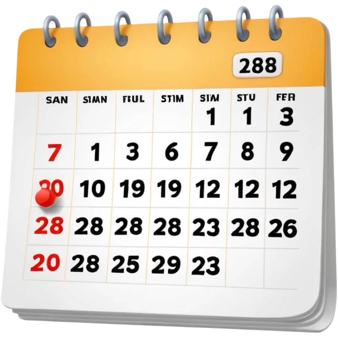 calendar in perspective, only the number 28, without the rest of the text emoji