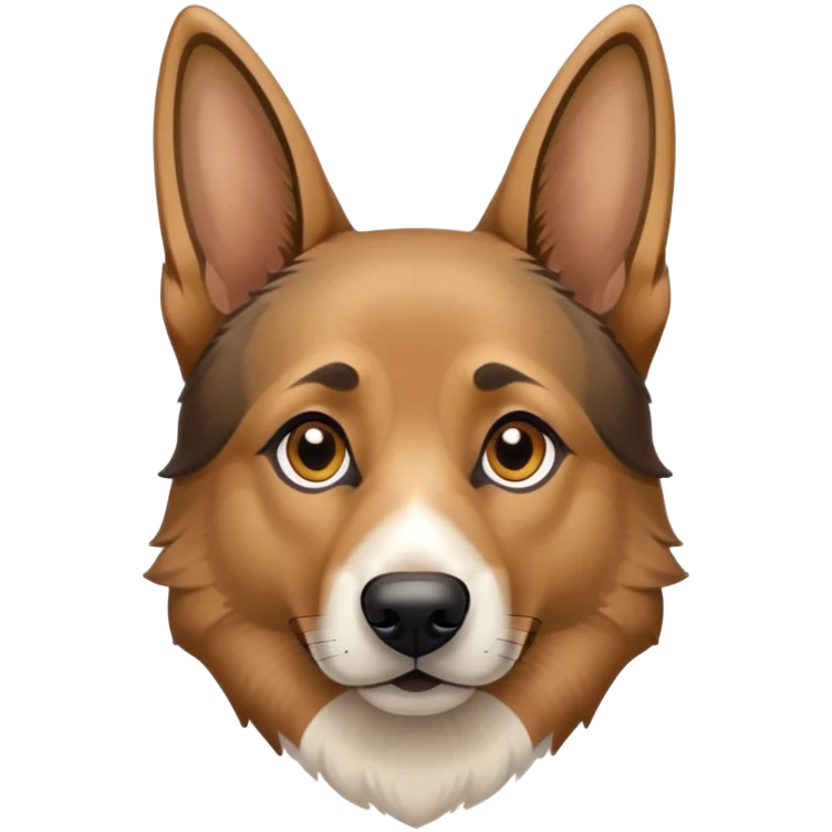 Brown and white German Shepard with pointy ears emoji