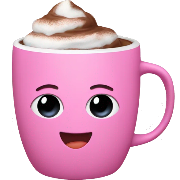 Hot cocoa with pink mug emoji