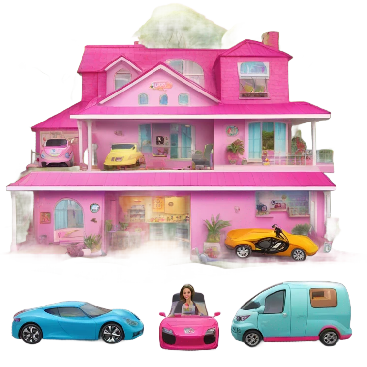 Barbie dream house racing Caravan motorbike tuk tuk  emoji