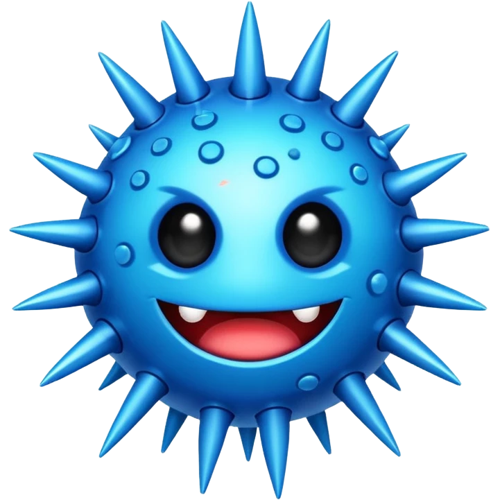 cartoon blue virus with spikes emoji