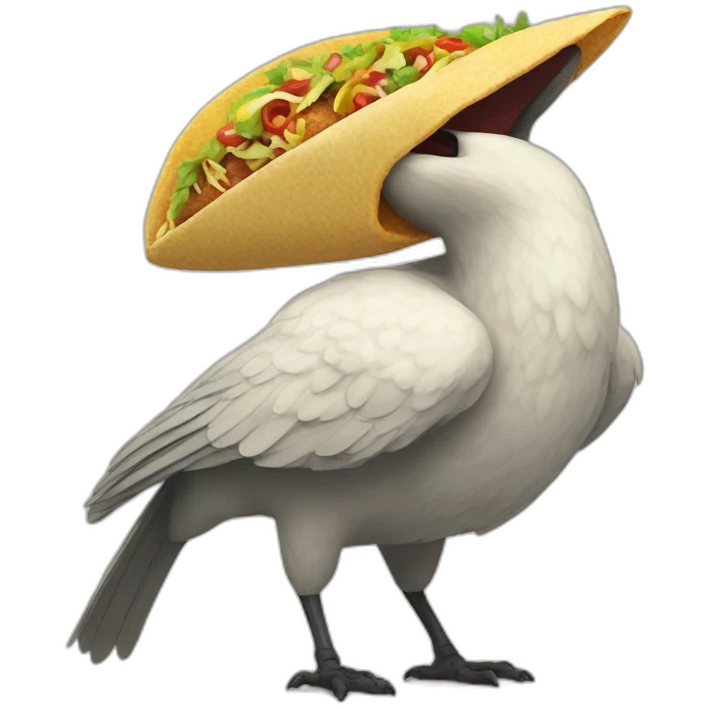 Giant bird eating a taco emoji