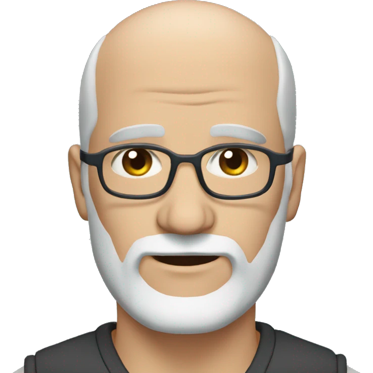 Middle age Bald man grey beard blue eyes emoji