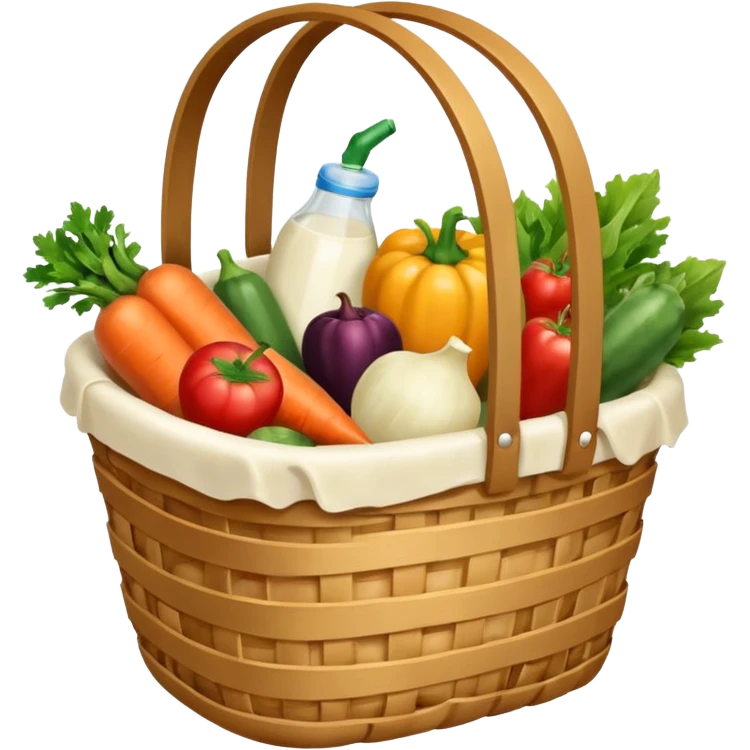 generate an image for groccary products basket ixcluding vegetables, fruits & dairy products emoji