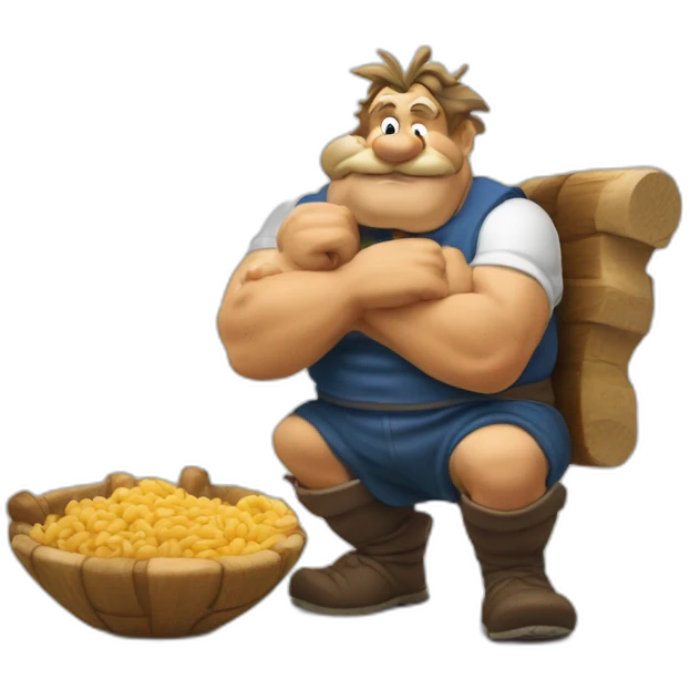 Astérix qui mange une cuisse de sanglier emoji