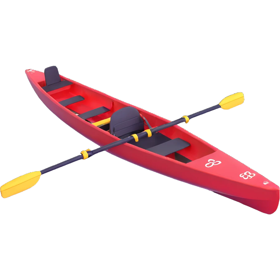 single-person Olympic rowing boat with professional racing style, rower included, detailed, top-down view emoji