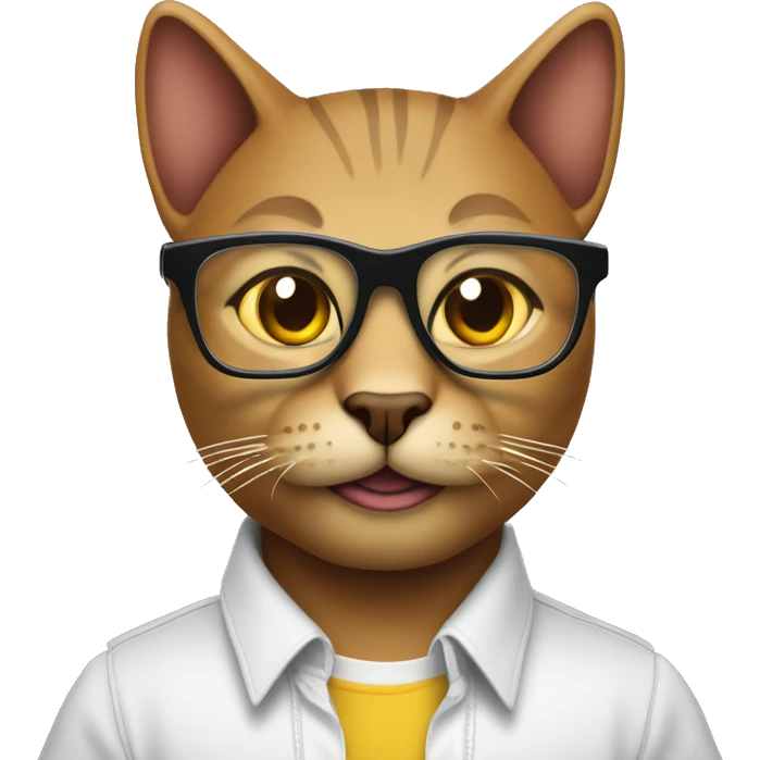 Mulatto hiphop confident business adult cat pfp with smart glasses emoji