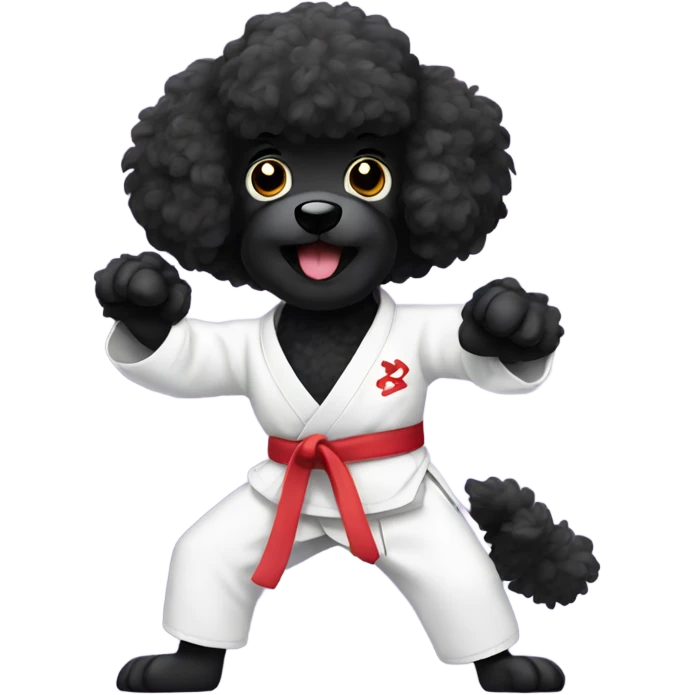 Black poodle doing karate emoji