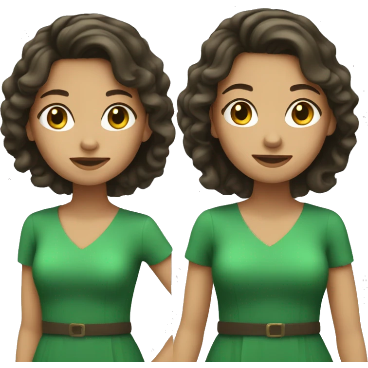 brunette girl in a green dress emoji