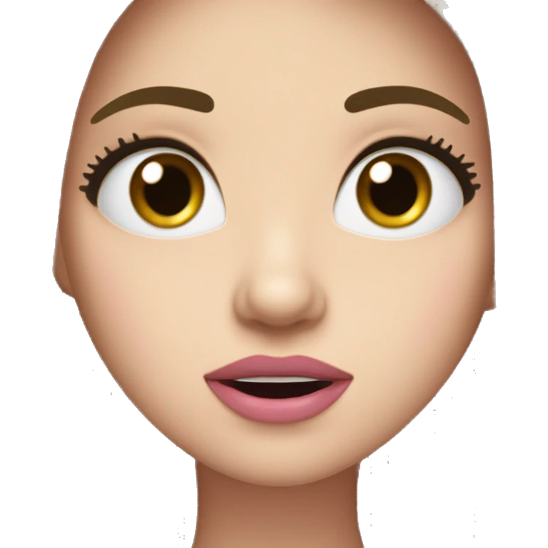Surprised White girl with long straight black hair black eyes and pink lips emoji