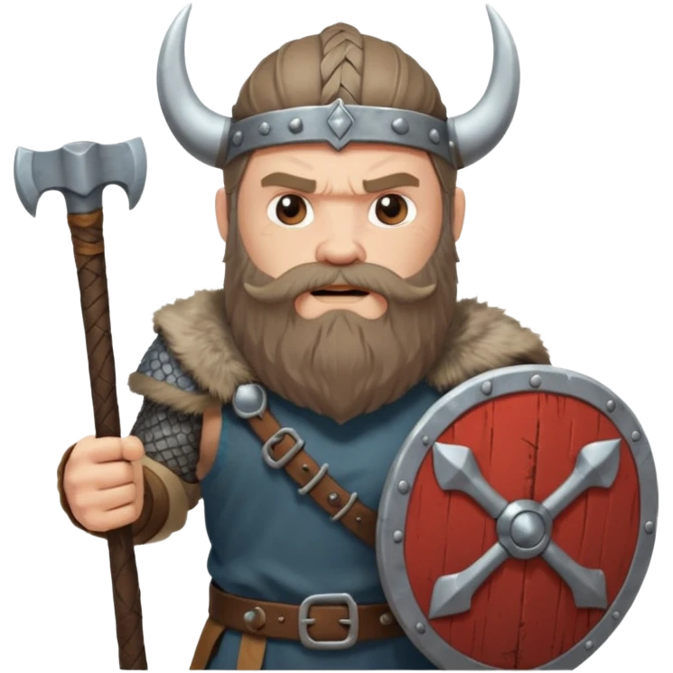 Bearded viking holding axe and shield emoji