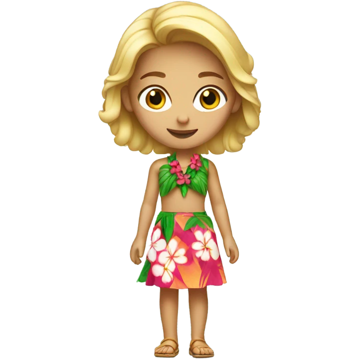 Blonde girl wearing a Hawaiian skirt emoji