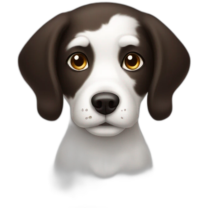 cute white dog with half head dark brown emoji