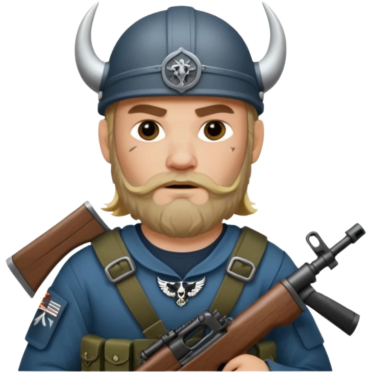 Viking in seal team 6 outfit with a military rifle emoji