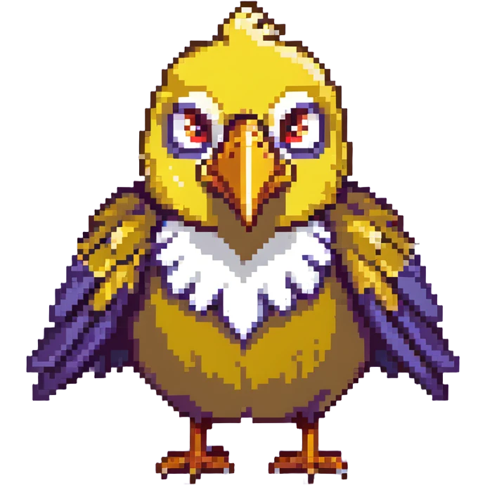 yellow-feathered bird, angry expression, open beak, wings raised emoji