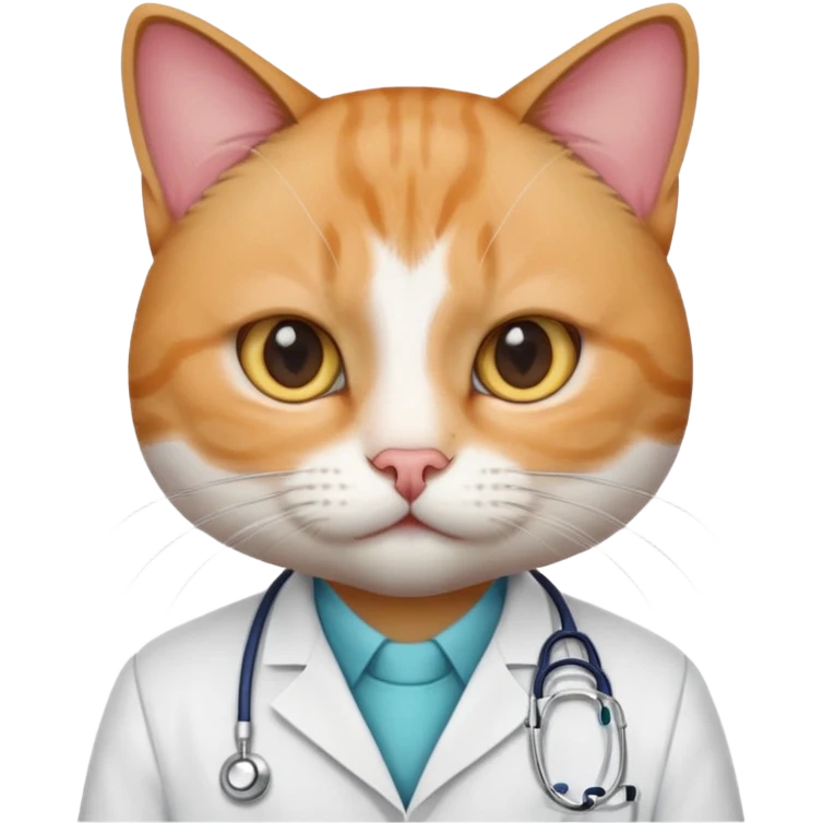 Create a emoji of a cat who shot in hide we are white lenses and we are avoid court as a doctor emoji