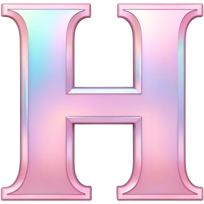 Iridescent pastel pink romantic formal elegant sophisticated Font setting icon with letter H emoji