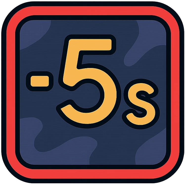 '-5s' symbol with darker cosmic liquid metal effect, 's' subscript, dark red neon glow border emoji