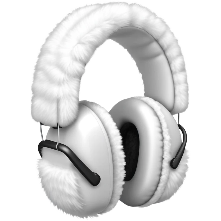 white fuzzy winter ear muffs, fluffy earmuffs, winter accessory emoji