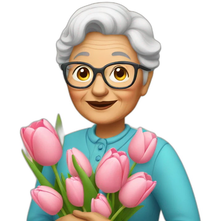 Granny with tulips emoji