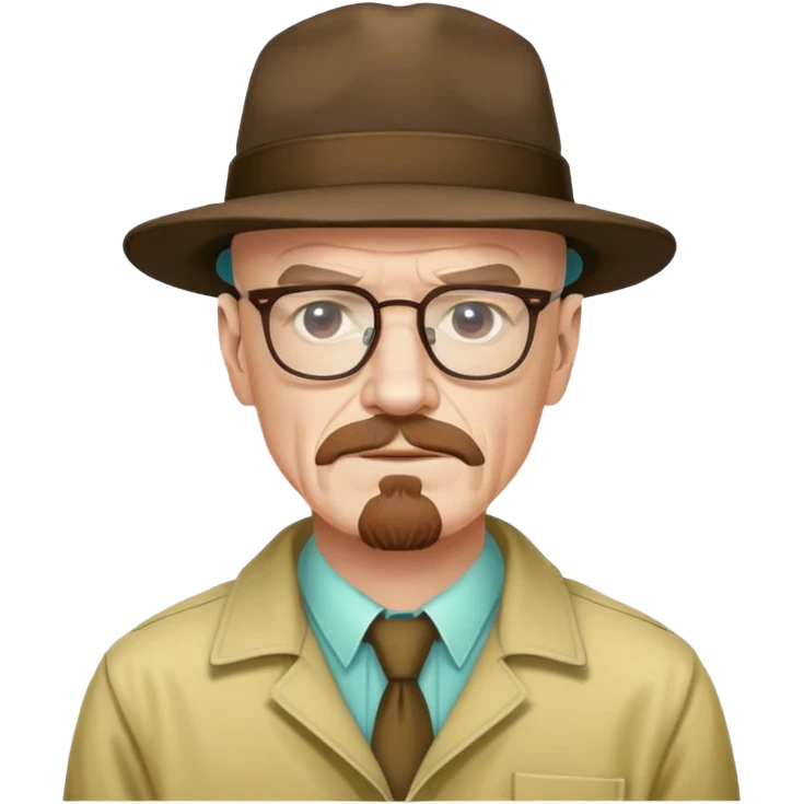 walter white type guy wearing glasses and hat like walter white clotjhes emoji