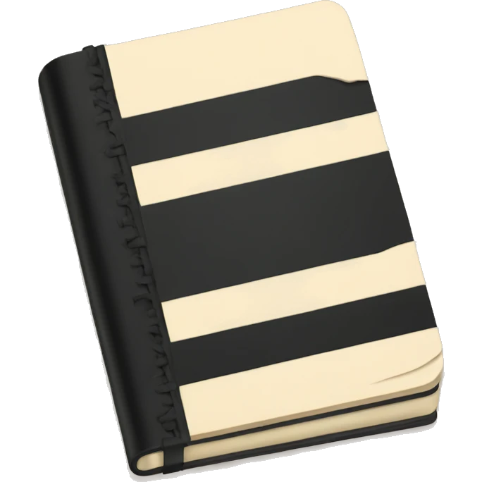 A black notebook with beige details on it  emoji
