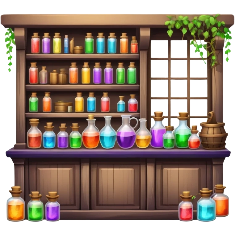 Magical fantasy shop with potions, spell books, and enchanted items emoji