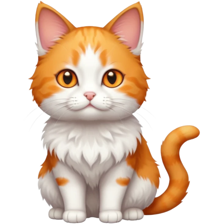 full body small short hair ginger and white cat with orange eyes  emoji