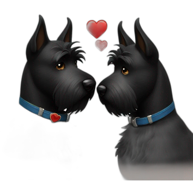 Two black Scottish terrier kissing uno sin cola emoji