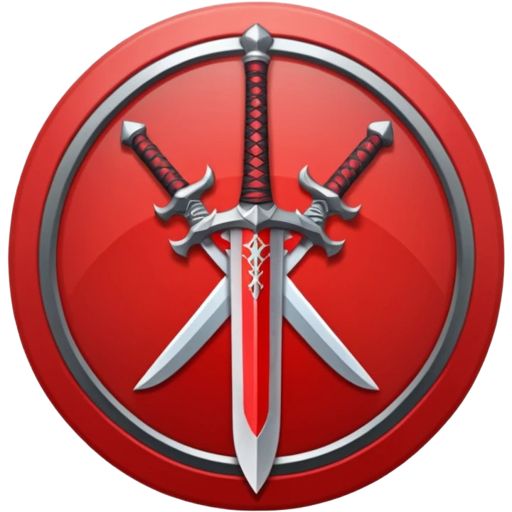 Make an mmo rpg red sword class icon inside of a round emblem in anime style emoji