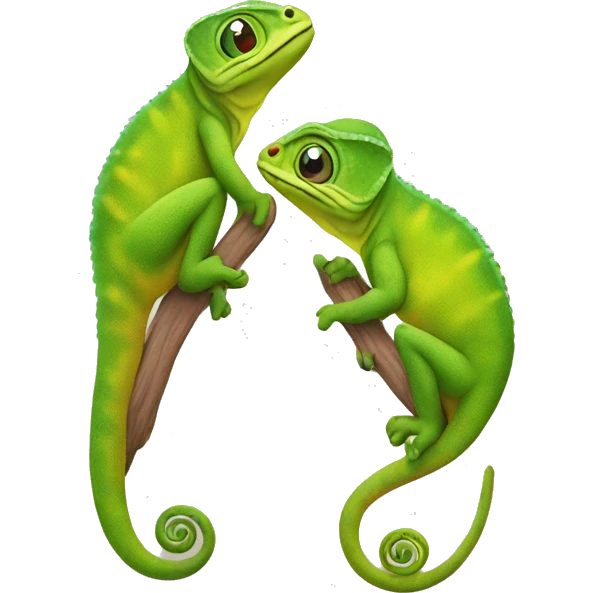 Two chameleons in love emoji
