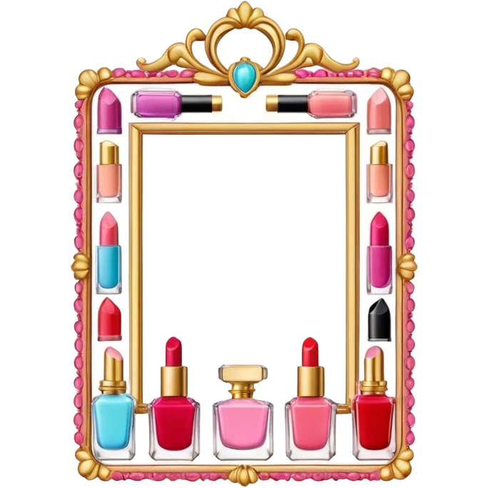 Delicate photo frame made from lipsticks and perfume bottles  emoji