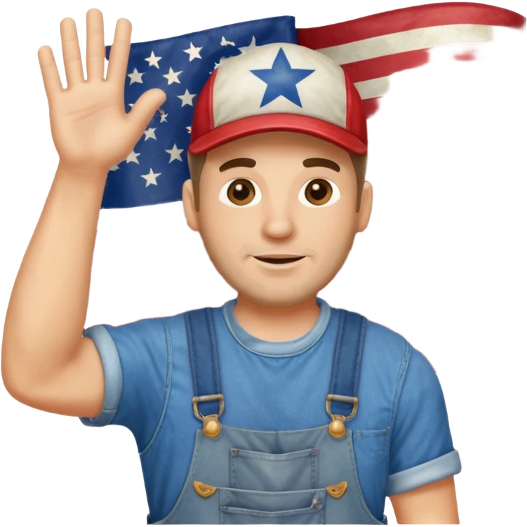 redneck guy with overalls waving american flag emoji