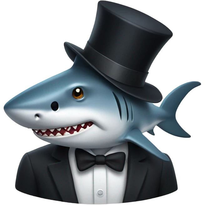 Shark with a top hat emoji