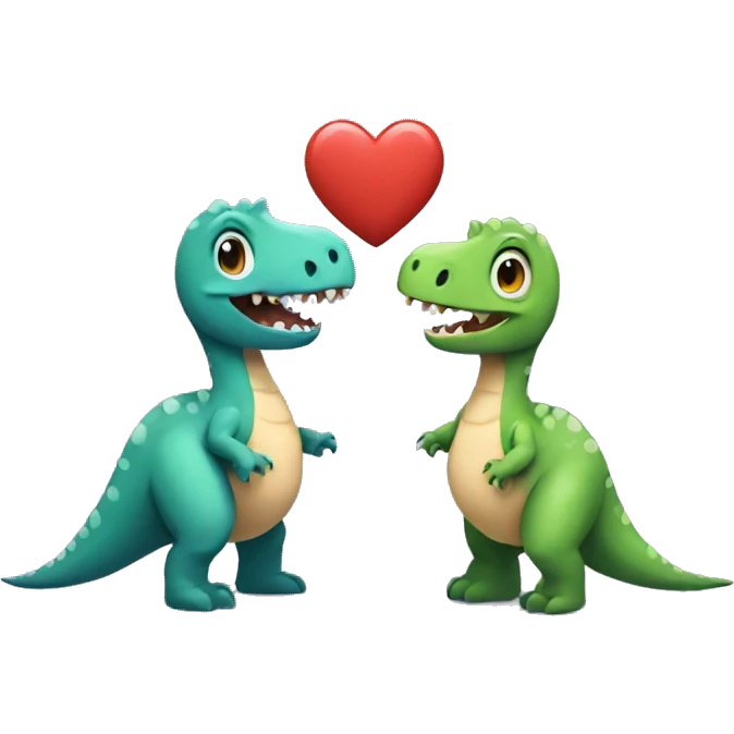 dinosaur couple with hearts emoji