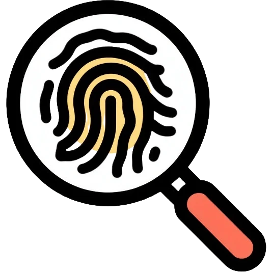 magnifying glass with fingerprint inside emoji
