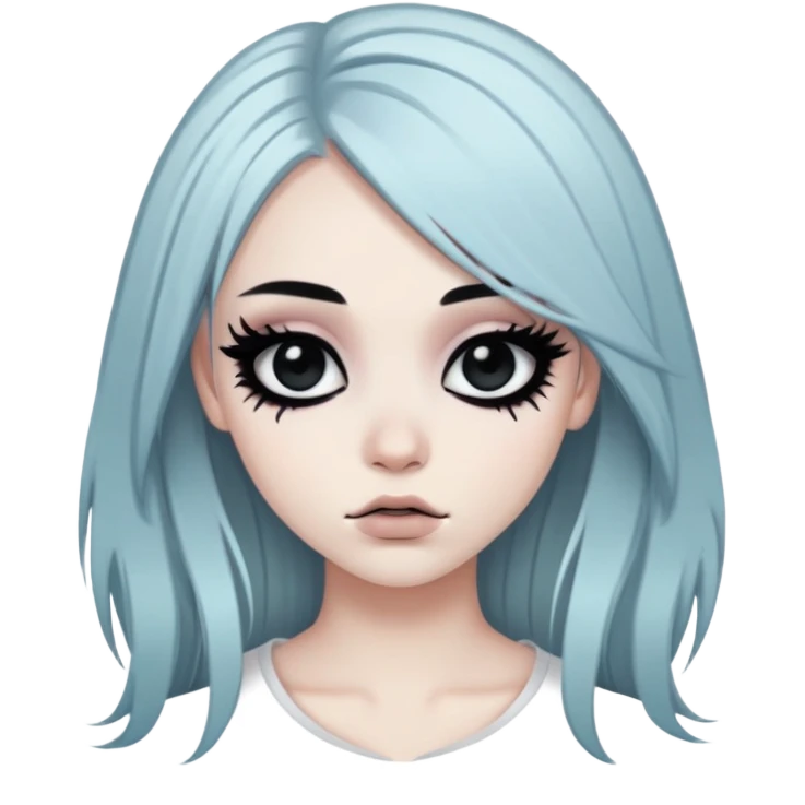 emo, baddie,pretty, makeup, black eyeliner, long hair emoji