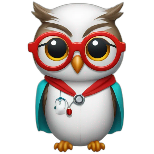 owl with red glasses and doctor's gown emoji